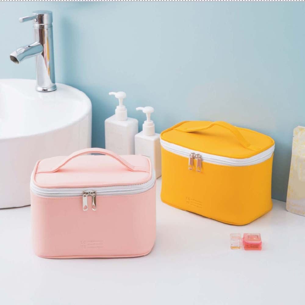 Leather Cosmetic Handbag Makeup Organizer,Large Capacity Travel Makeup Bag