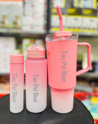 Tumbler 3-Piece Silicone Bottle Set with Straw | BPA-Free & Eco-Friendly