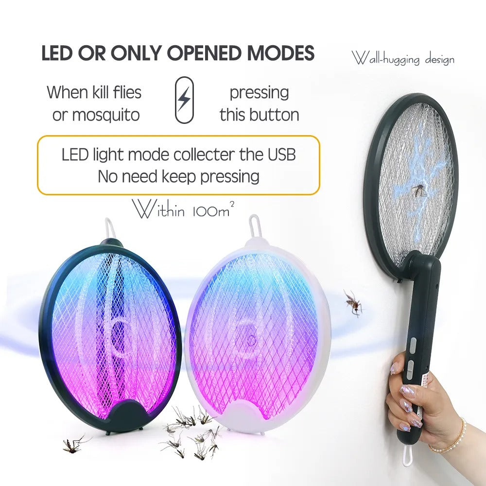 Foldable Mosquito Killer Trap | Electric Rechargeable Bug Zapper Racket (Random Color)