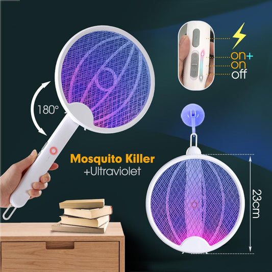 Foldable Mosquito Killer Trap | Electric Rechargeable Bug Zapper Racket (Random Color)