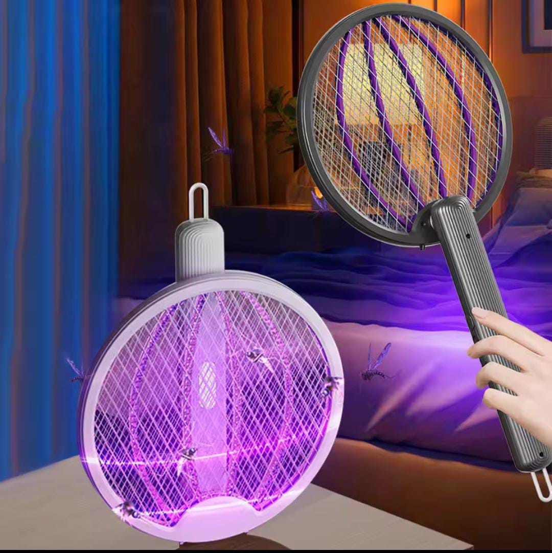 Foldable Mosquito Killer Trap | Electric Rechargeable Bug Zapper Racket (Random Color)