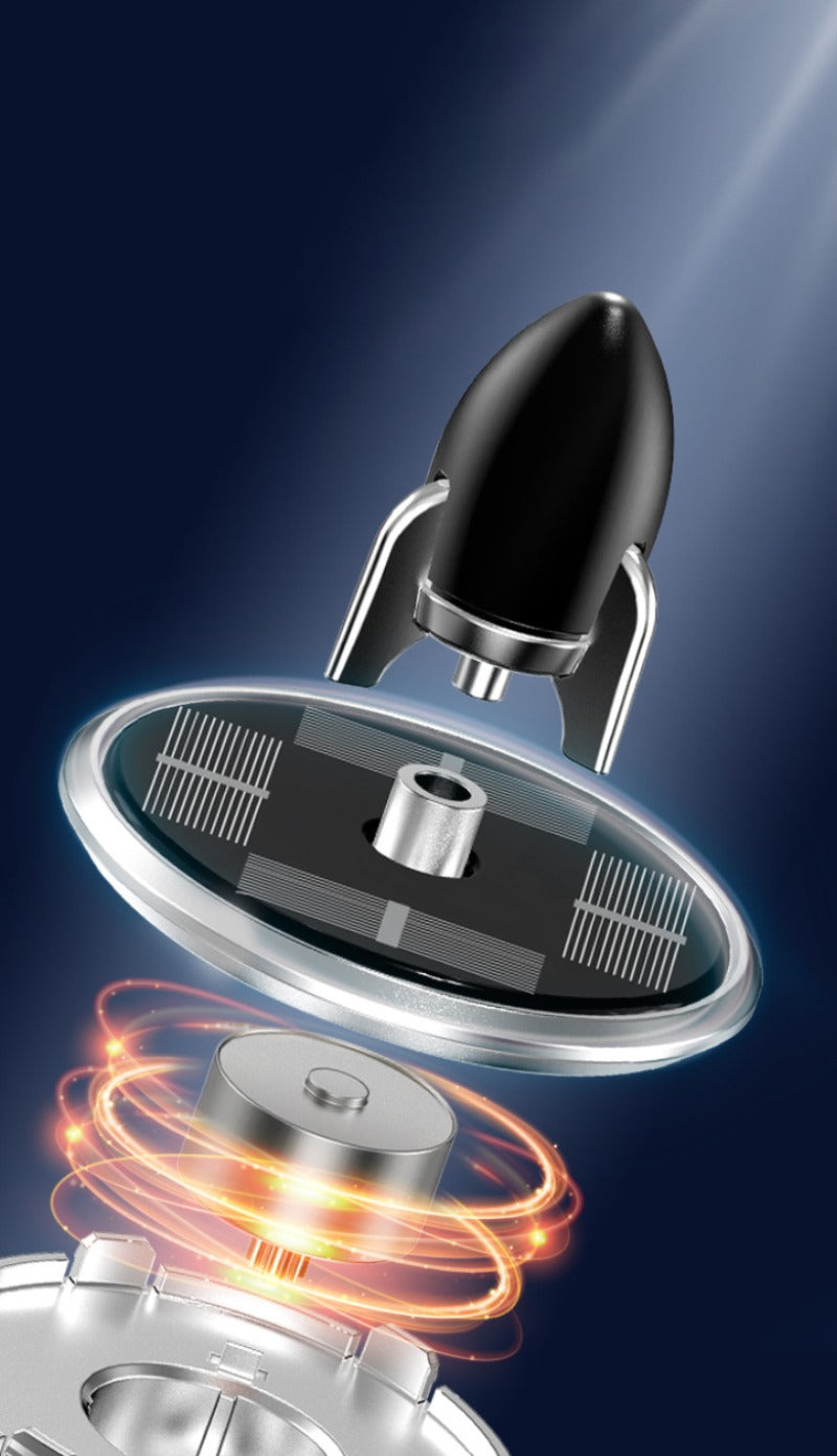 Solar Powered Speech Rocket Car Air Freshener – Rotating Fragrance Diffuser