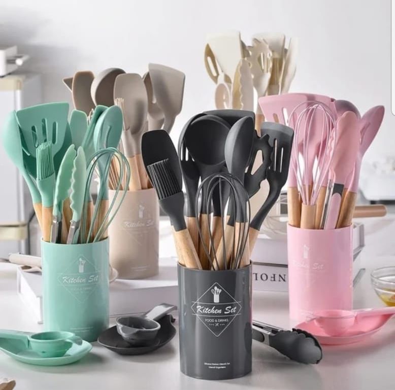 12 Pcs Silicone Cooking Utensils Kitchen Utensil Set | Heat Resistant & Non-Toxic Spatula Set