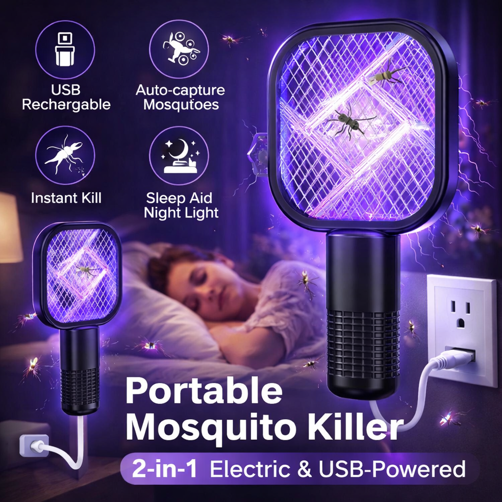 USB Rechargeable Mosquito Killer small racket | Portable Mosquito Repellent Racket With UV Light
