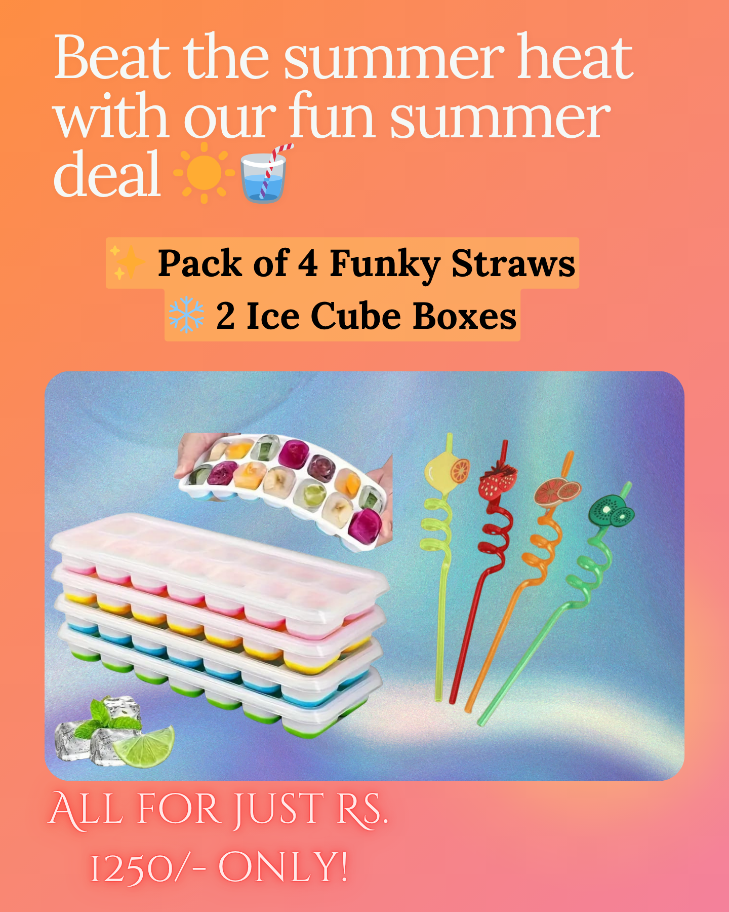 Summer Chill Combo – Funky Straws & Ice Cube Boxes