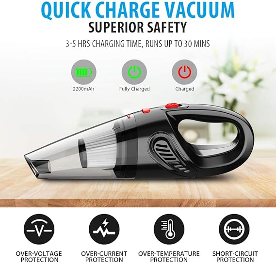 Handheld Vacuum Cordless High Power | Rechargeable Mini Vacuum Cleaner for Home & Car