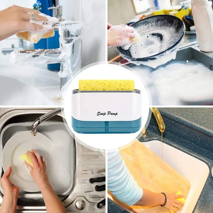 2 in 1 Liquid Soap Dispenser Automatic Soap Pump With Sponge Holder Latest Kitchen Tool Good Quality