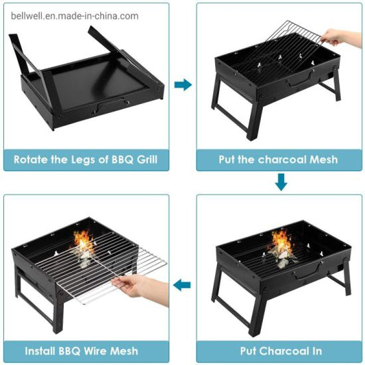 Folding Portable Outdoor Barbeque Charcoal Bbq Grill Oven