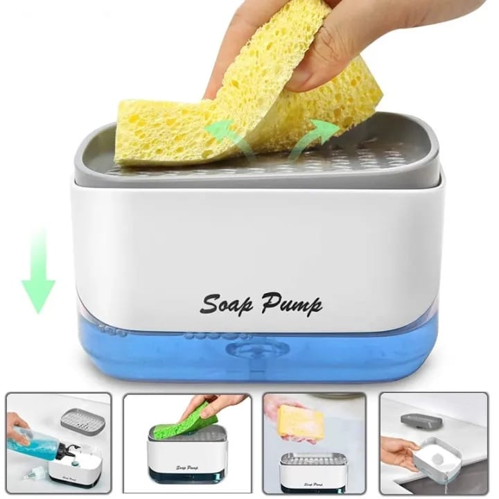 2 in 1 Liquid Soap Dispenser Automatic Soap Pump With Sponge Holder Latest Kitchen Tool Good Quality