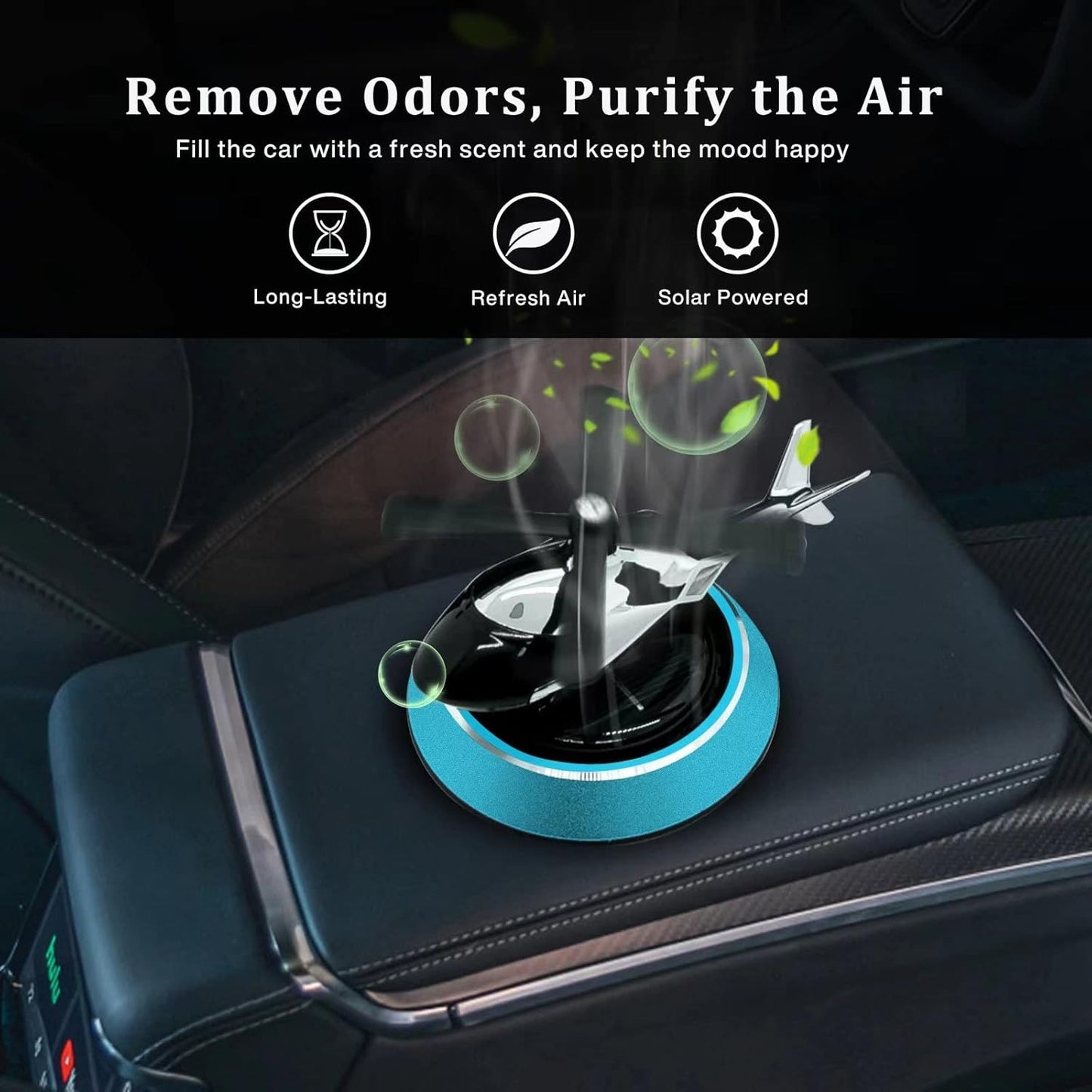 Solar Car Air Freshener Helicopter Auto Aromatherapy Sun Light Energy