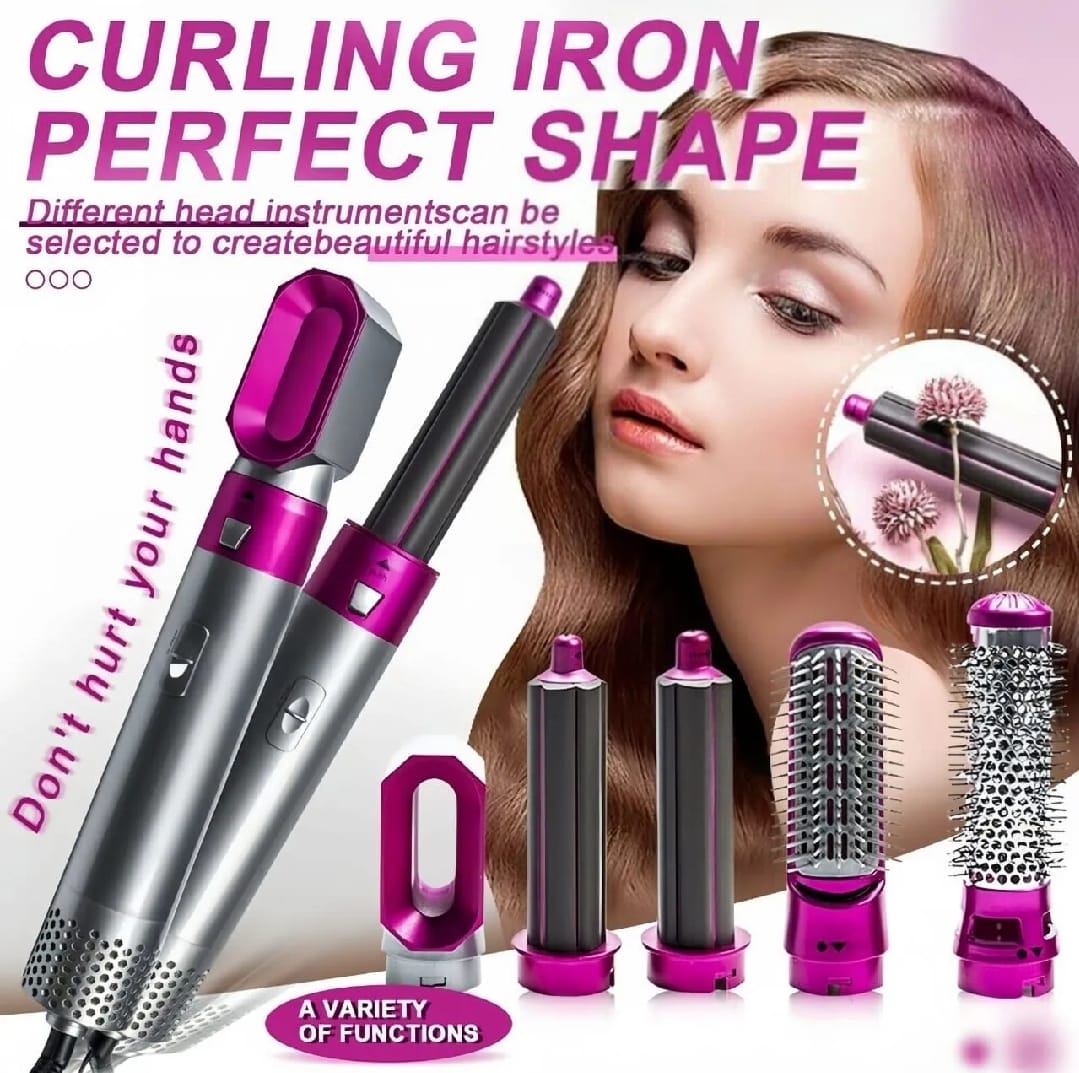 5 In 1 Hair Dryer Brush Electric Blow Dryer Hair Comb Curling Brush Kit Straightener